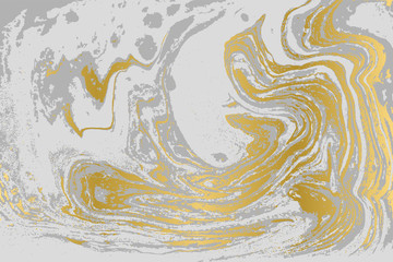 Gray and gold agate ripplle pattern. Simple marble monochrome background. Minimalism