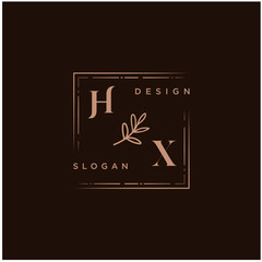 HX Beauty vector initial logo, handwriting logo of initial signature, wedding, fashion, jewerly, boutique, floral and botanical with creative template for any company or business