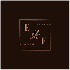 EF Beauty vector initial logo, handwriting logo of initial signature, wedding, fashion, jewerly, boutique, floral and botanical with creative template for any company or business