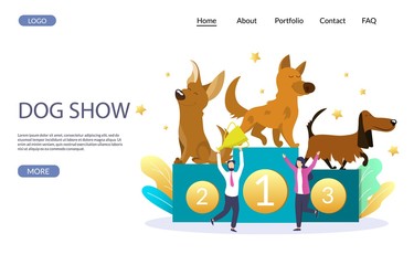 Dog show vector website landing page design template