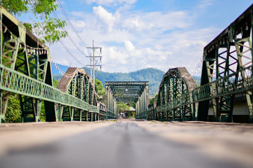 Fototapeta premium old bridge at pai maehongson thailand
