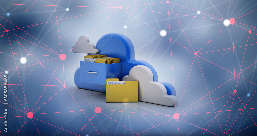 Poster 3d rendering cloud folder network