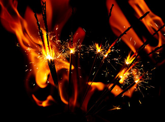 sparklers sparks on black background