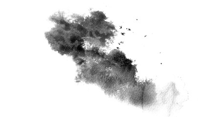 Abstract black paint spot isolated on white background