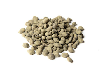 Classic green Chinese tea ginseng Oolong closeup on white background