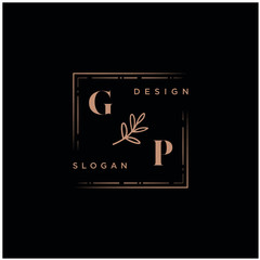 GP Beauty vector initial logo, handwriting logo of initial signature, wedding, fashion, jewerly, boutique, floral and botanical with creative template for any company or business