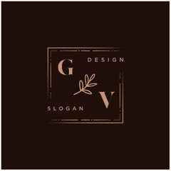 GV Beauty vector initial logo, handwriting logo of initial signature, wedding, fashion, jewerly, boutique, floral and botanical with creative template for any company or business