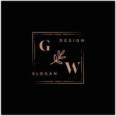 GW Beauty vector initial logo, handwriting logo of initial signature, wedding, fashion, jewerly, boutique, floral and botanical with creative template for any company or business