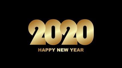 Logo text Happy new year 2020 golden color on black background. Cover of business diary for 2020 with wishes. Brochure design template, card, banner.vector design