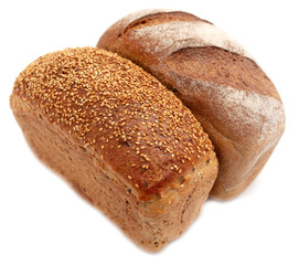 Fresh rosy bread isolated on a white background