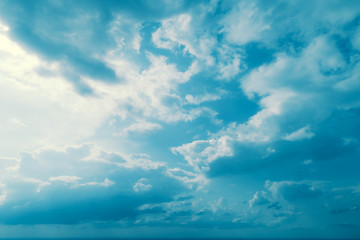 Blue sky with clouds. Abstract nature sky background