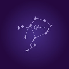 Ophiuchus constellation in the sky vector illustration