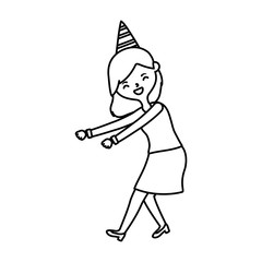 Woman with happy birthday hat vector design