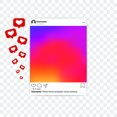 Social media photo frame template application interface. Social network post. Instagram Frame for your photo. Mockup. Vector illustration. Photo booth design.