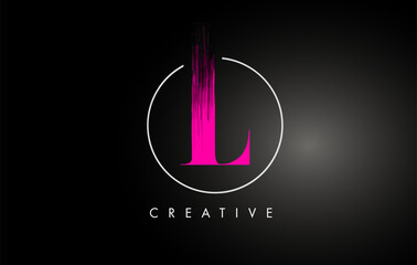 Pink L Brush Stroke Letter Logo Design. Pink Paint Logo Leters Icon.