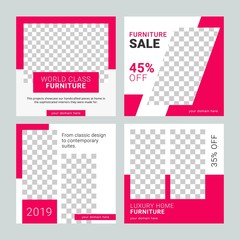 Furniture social media template banners for furniture promotion digital marketing 