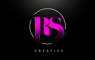 Pink RS Brush Stroke Letter Logo Design. Pink Paint Logo Leters Icon.