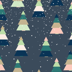 vector background with christmas trees, new year