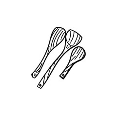 Set of fork spoon. Black vector illustration on white background