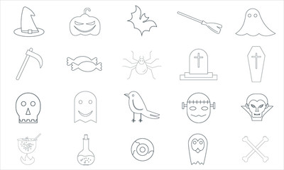 Fototapeta premium Halloween icon set featuring pumpkin, vampire, witch, and bat