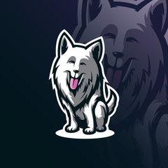 dog mascot logo design vector with modern illustration concept style for badge, emblem and tshirt printing. funny dog illustration.