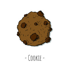 Hand-drawn isolated cookie. Vector cartoon illustration.