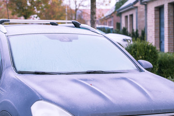 Obraz premium close up of car wipers on windshield.