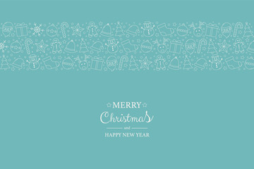 Beautiful Xmas getting card with Christmas pattern and wishes. Vector