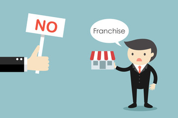 Business concept, Hand rejected businessman's franchise business. Vector illustration.