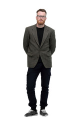 business man stepping forward . isolated on white