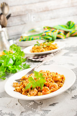 bulgur with shrimps