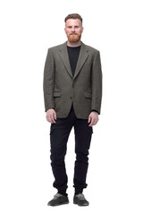 modern business man with a red beard . isolated on white