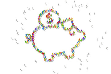 People crowd concept representing success in forex investment and savings