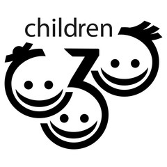 logo design template for kids. Playgroup, preschool, kindergarten logo template. Kids icons set, boys and girls, children symbols, vector illustration