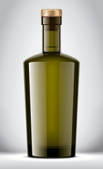 Colored Glass Bottle on Background. Cork version