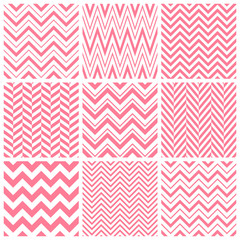 Vector set of pink chevron seamless patterns