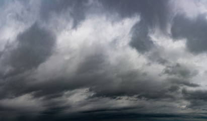 Fantastic dark thunderclouds, sky panorama