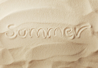 Summer message on the beach sand