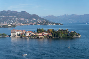 Aerial view of Isola Bella (Beautiful island), Lake Maggiore, Northern Italy