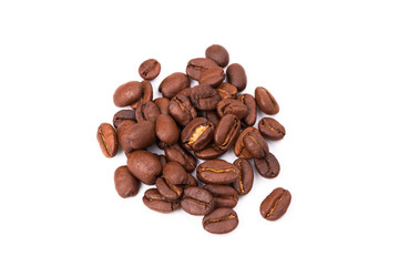 Coffee beans isolated on a white background area for copy space.
