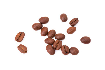 Naklejka premium Coffee beans isolated on a white background area for copy space.