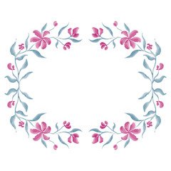 Obraz na płótnie Canvas Pink violet floral hand drawn watercolor wreath celebration / wedding / save the date frame border