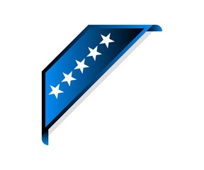 Corner blue five stars ribbon banner vector illustration.