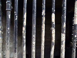 Iron bars in the prison.