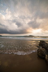 golden sunset on the Greece beach
