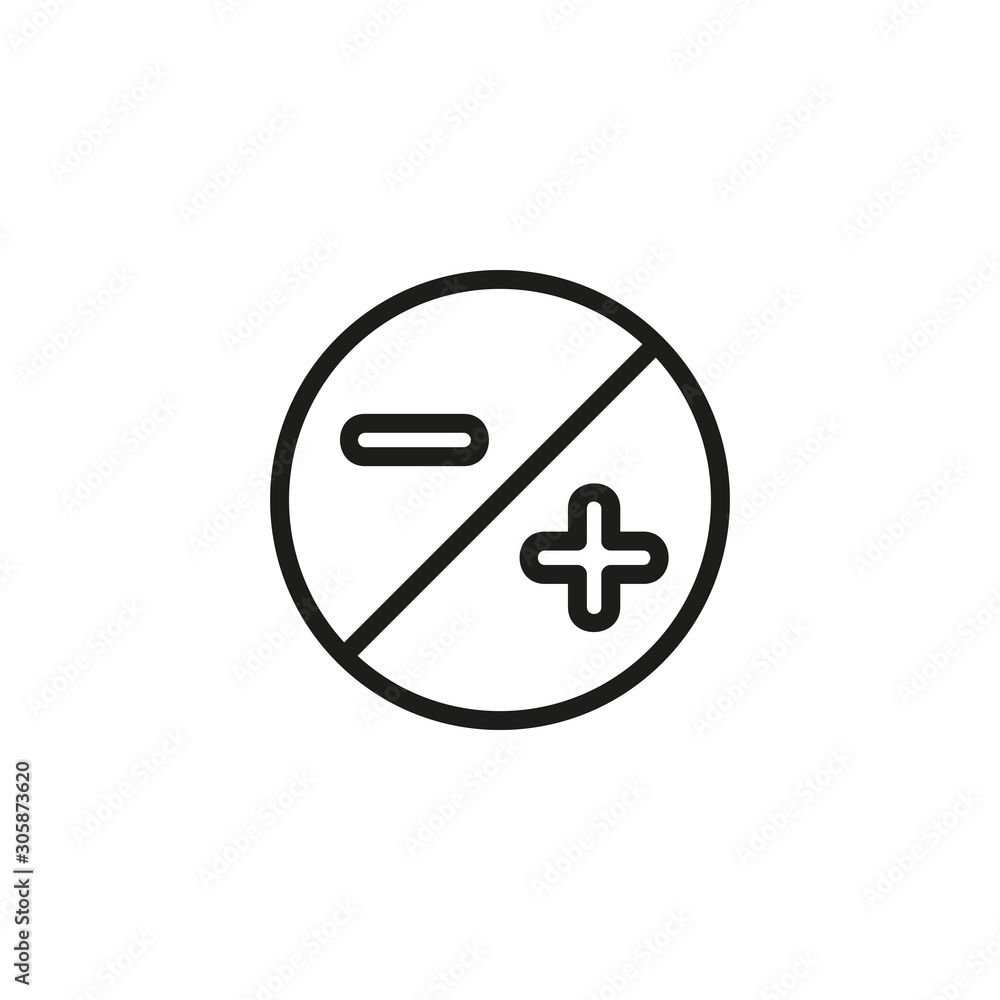 Poster plus minus thin line icon. circle, zoom, positive and negative symbols isolated outline sign. increa