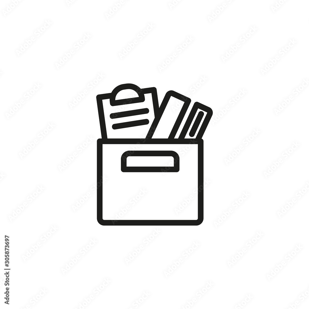 Poster redundancy thin line icon. fired, stuff, box isolated outline sign. discrimination concept. vector i