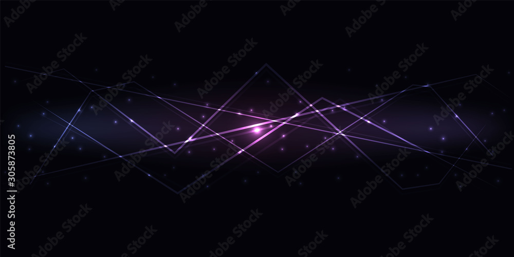 Aufkleber Dark abstract innovation technology background with colorful translucent luminous lines and highlights. Vector illustration EPS10.