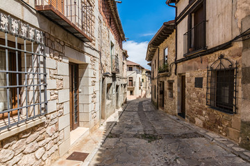 Fototapeta na wymiar Medieval streets of Atienza and town hall in Guadalajara (Castilla La Mancha, Spain)