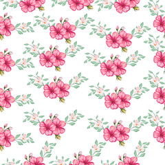 seamless pattern with pink flowers